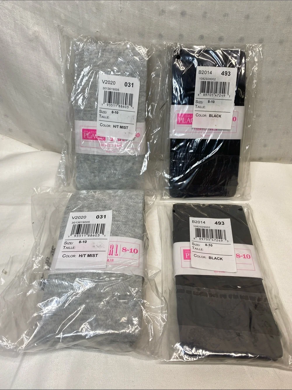 The Children's Place Tights Girls‎ Size 8-10 Black Gray Lot Of 4 New